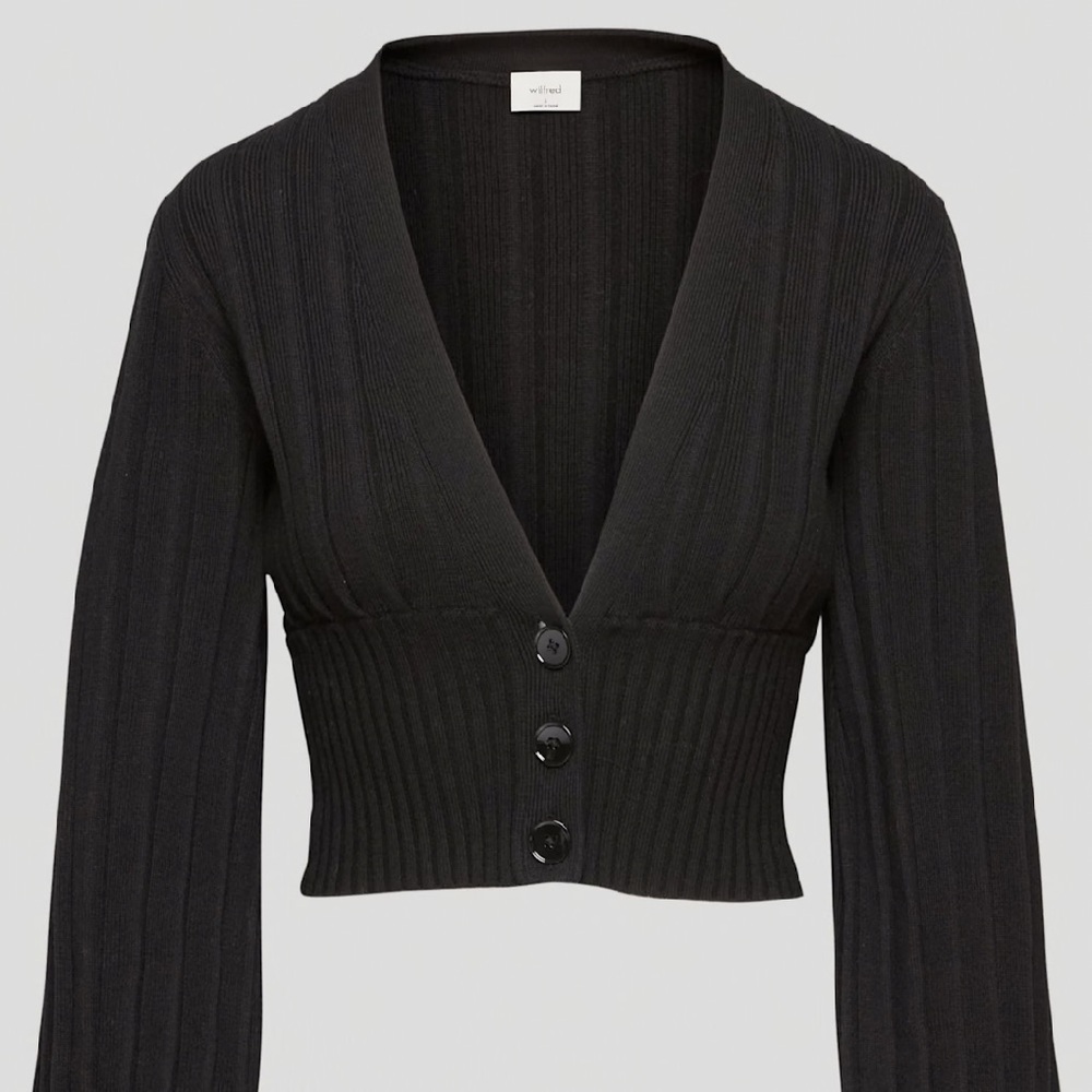 Wilfred Plunge Front Cardigan in Black